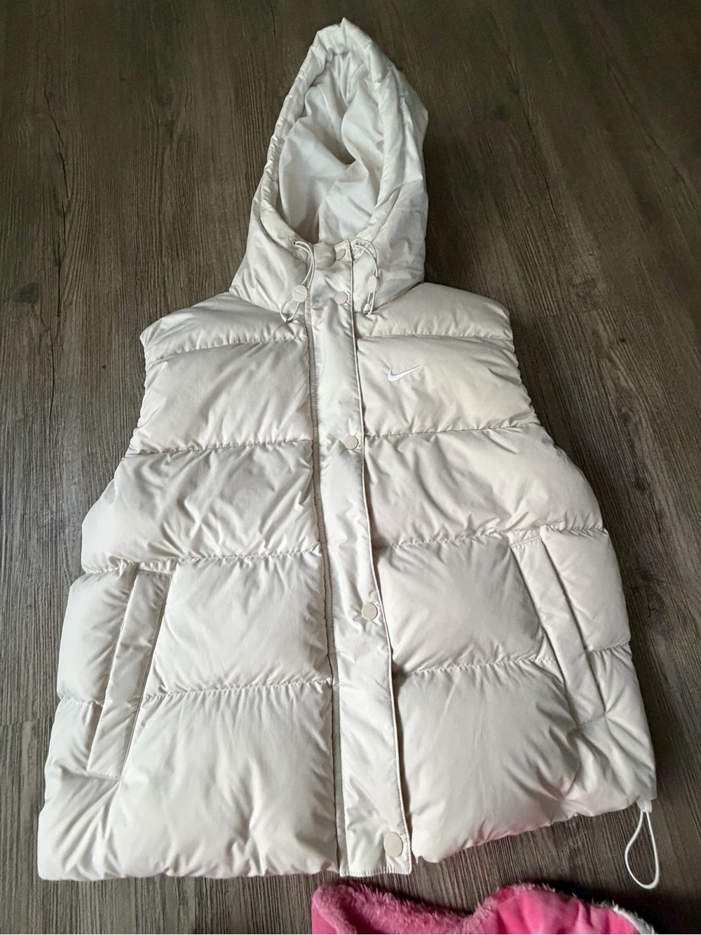 Nike Cream Quilted Hooded Puffer Vest